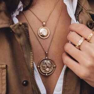 Gold Coin Face Layered Gold Fashion Necklace
